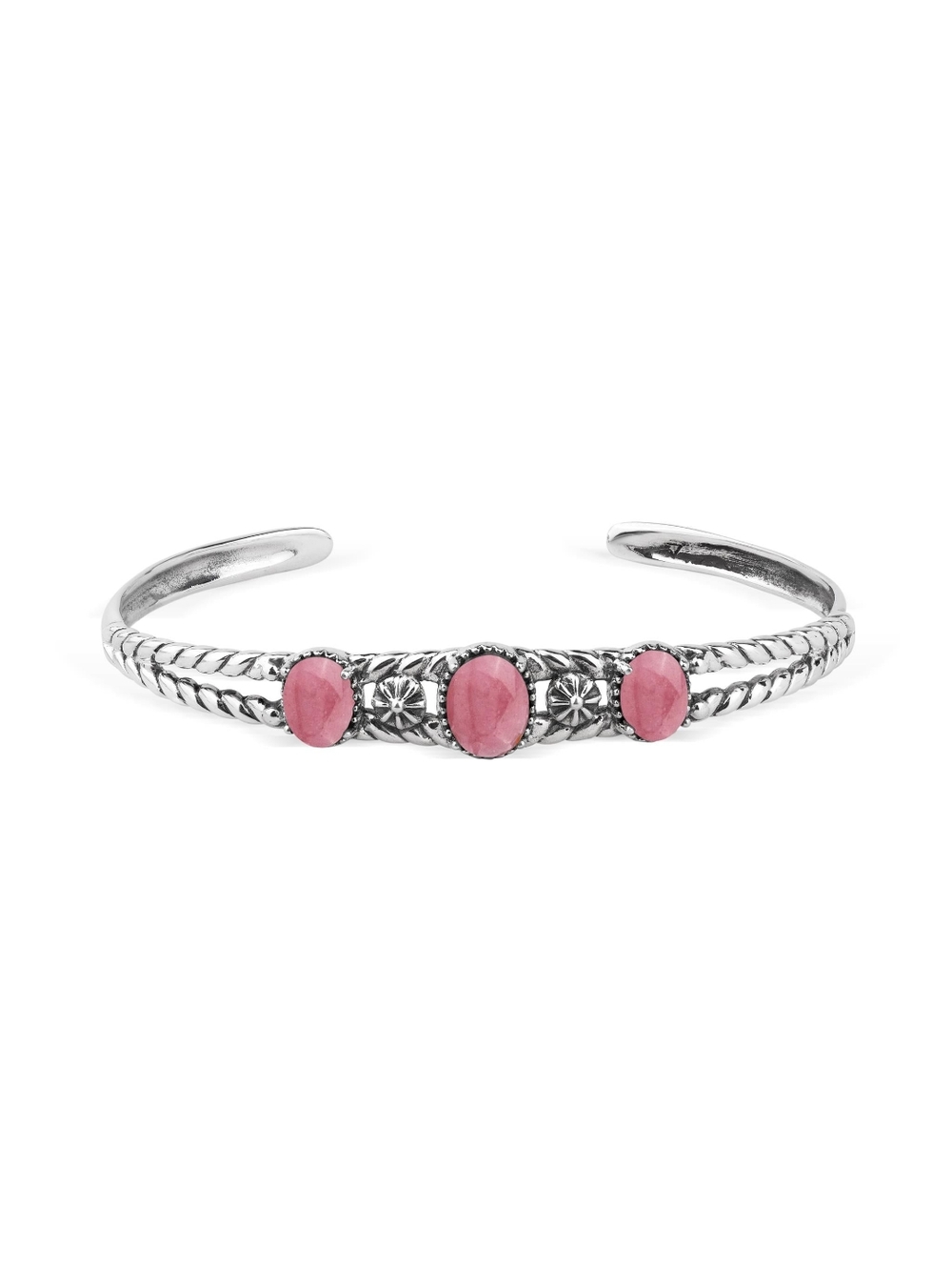 Carolyn Pollack Relios Sterling Silver Cuff Bracelet With Rhodonite Gemstones - Picture 2 of 11